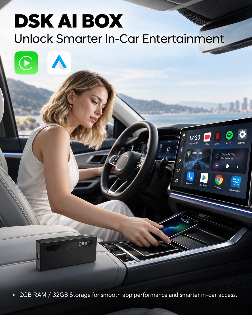DSK AI Box CarPlay/Android Auto Wireless Adapter
