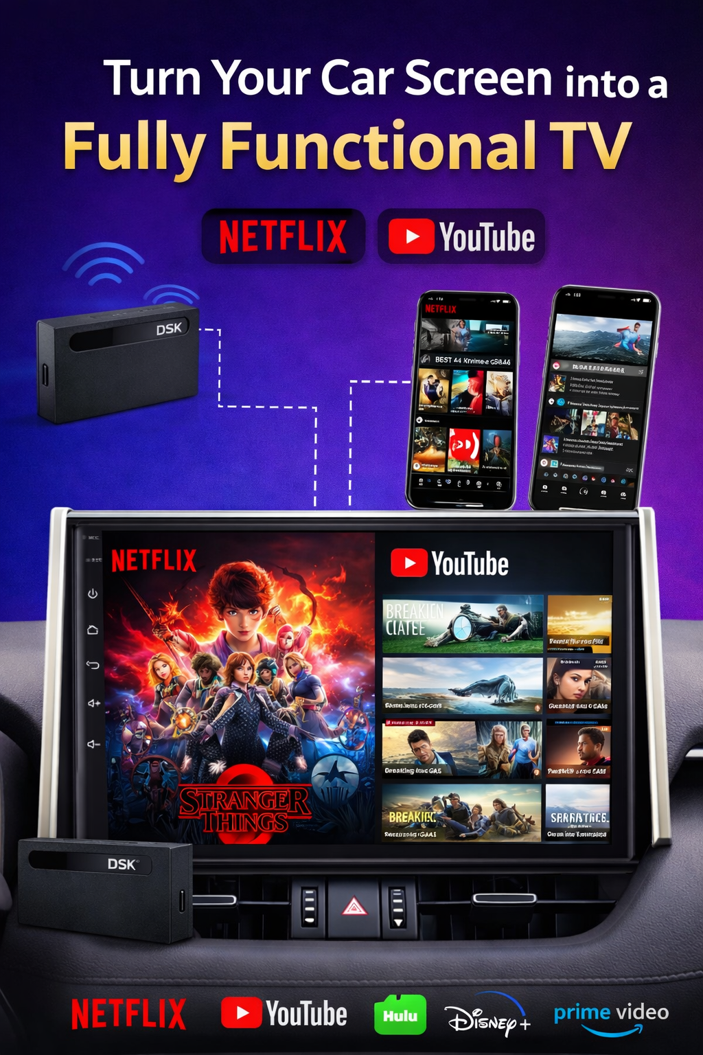 DSK CarPlay Wired to Wireless AI Box