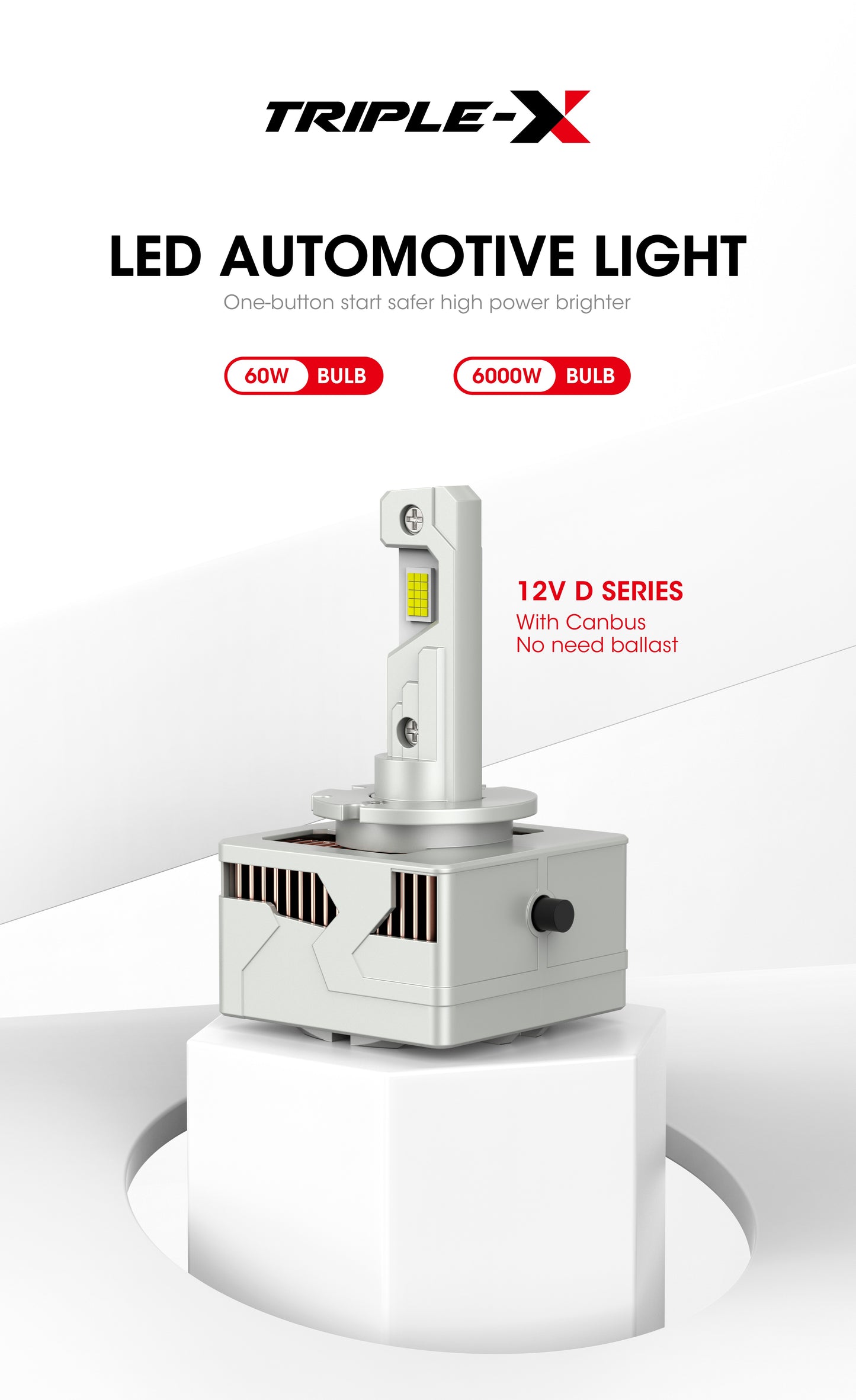 60W Triple-X V3 | 6,000LM 6000K LED Bulb