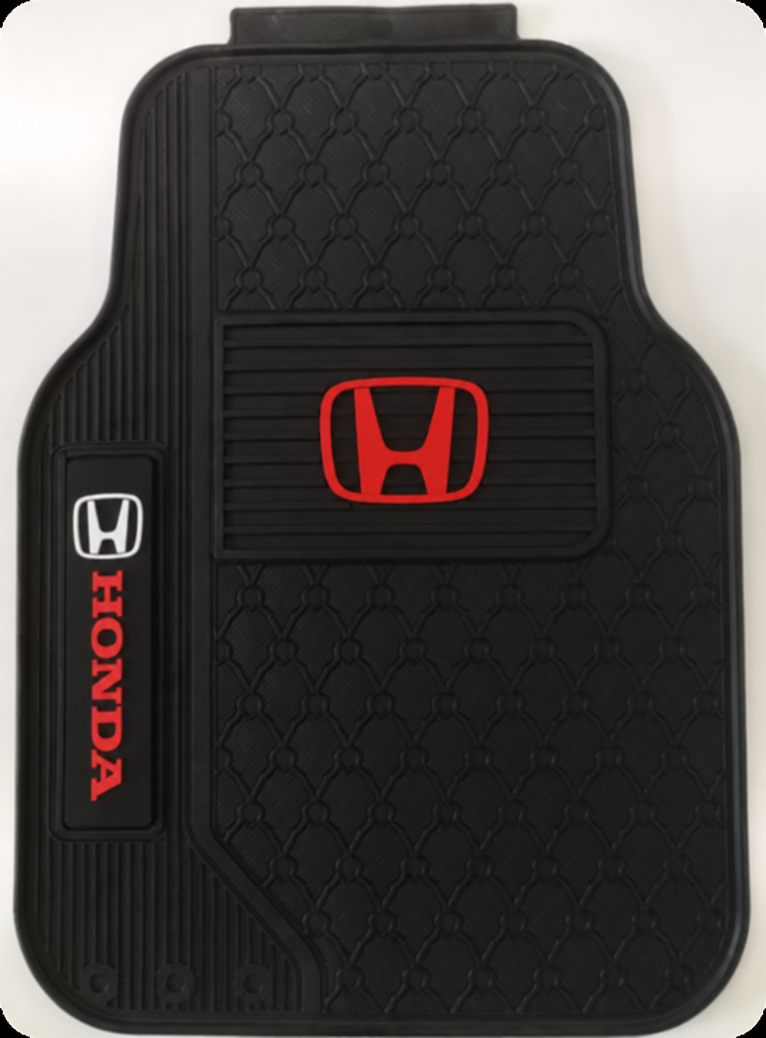 Black universal silicone floor mat with Honda logos, from a 5-piece set