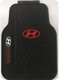 Black universal silicone floor mat with Hyundai logos, from a 5-piece set